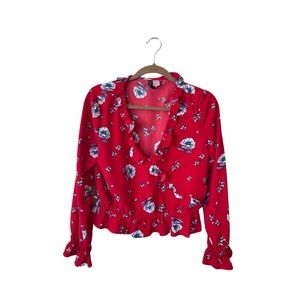 Red floral top